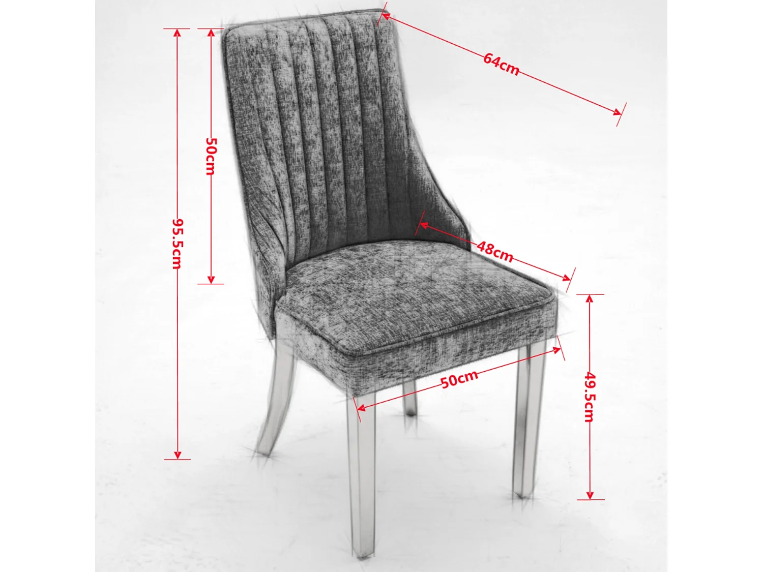Lot de 2 chaises de salle à manger rembourrées en chenille avec dossier haut et pieds plaqués acier doré, beige