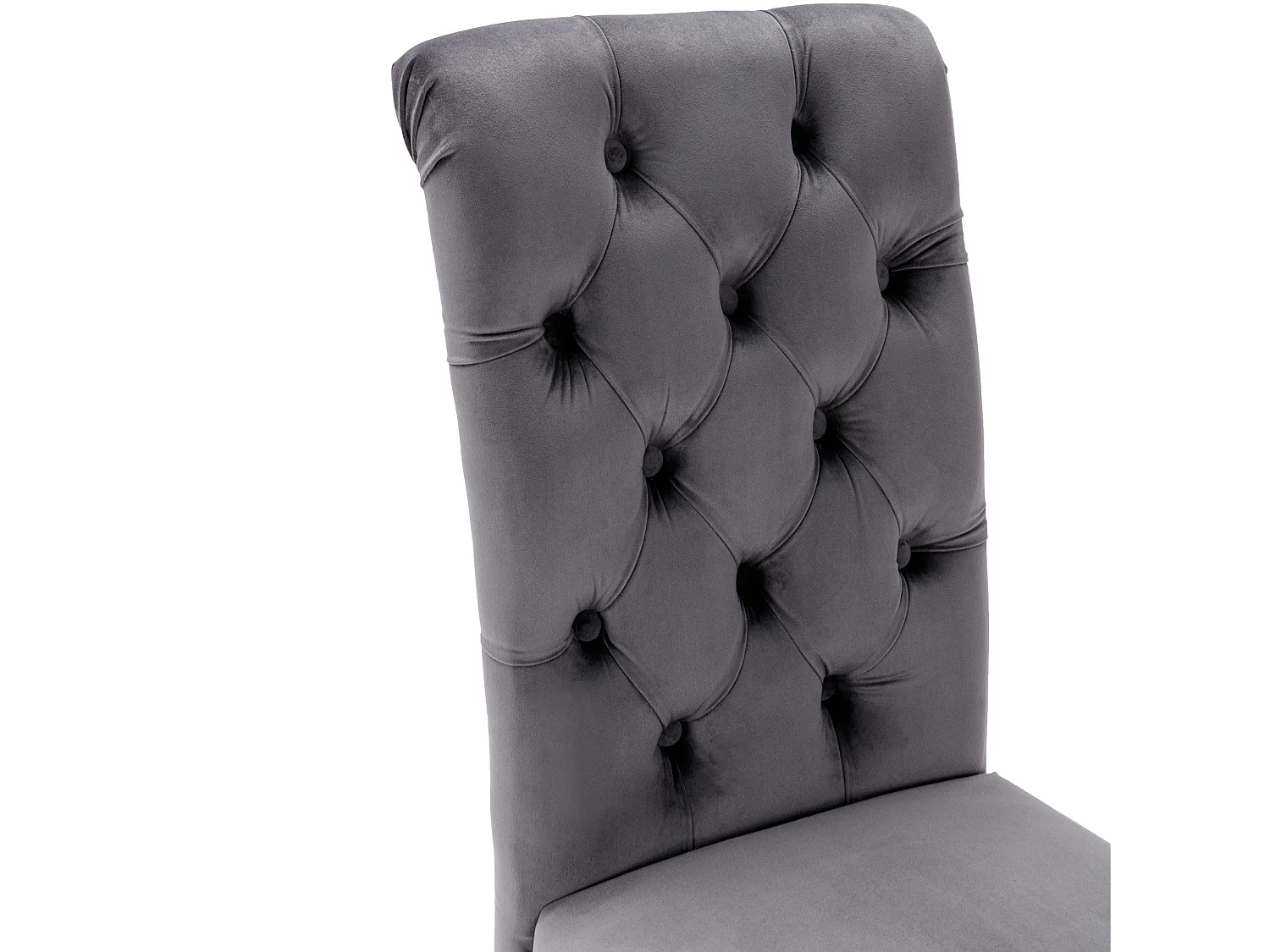 Juego de 2 sillas de terciopelo con respaldo acolchado, patas de roble - gris - para salón y comedor