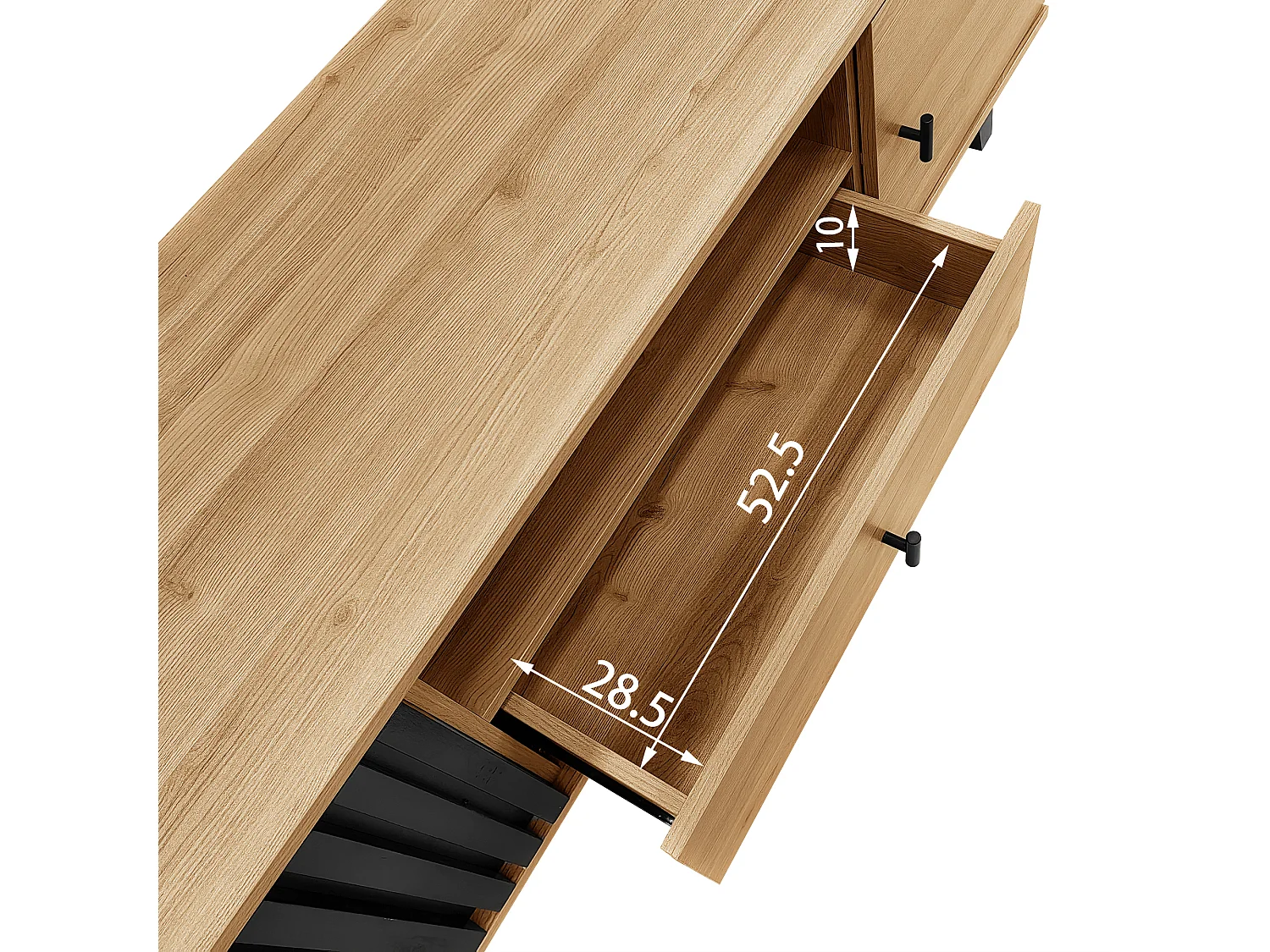 Zwart en houten tv-meubel 170x40x50,5 cm met 2 deuren, 1 vak, 1 lade en plastic poten