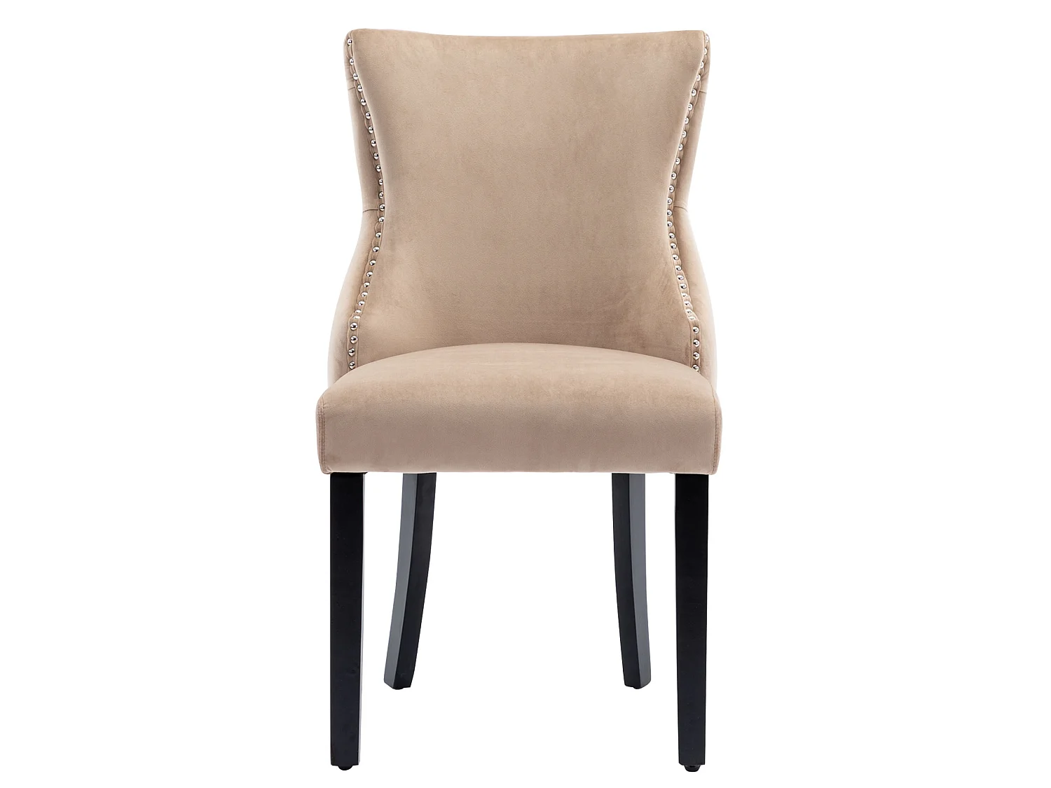 Set di 6 sedie da pranzo in velluto con schienale imbottito e legno massello – beige