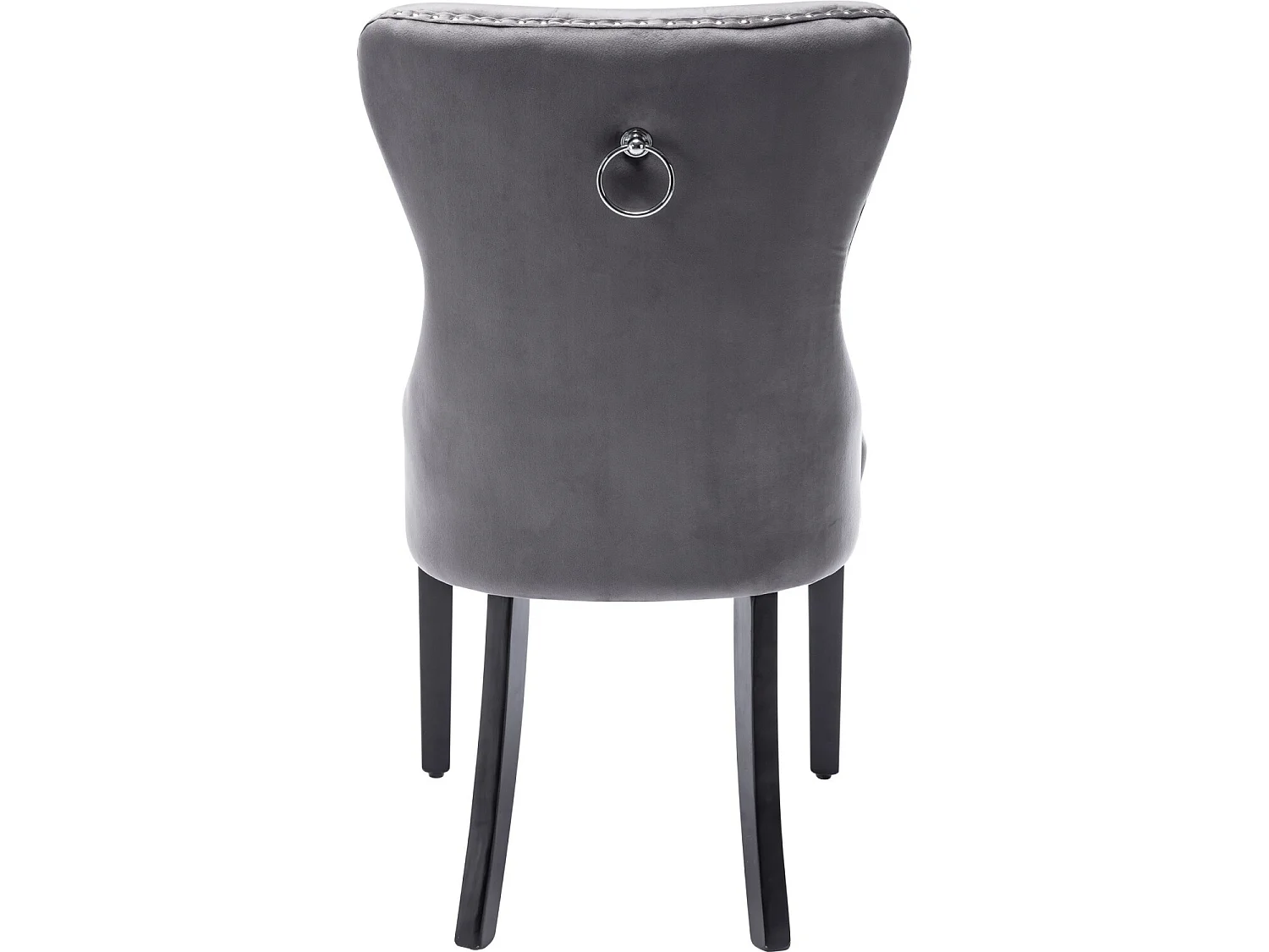 Juego de 6 sillas de comedor de terciopelo, decoración con remaches, estructura de madera – gris