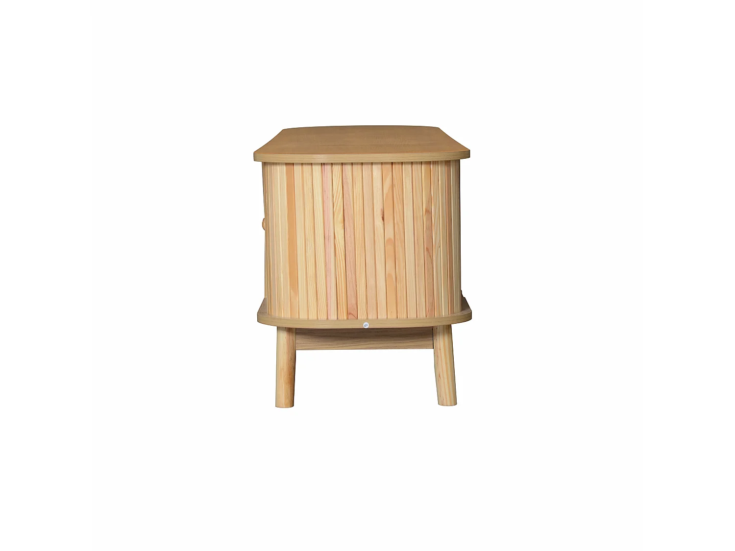 Natuurlijk tv-meubel 170x39,5x46 cm met deuren, rattan laden, schuifdeur en houten poten