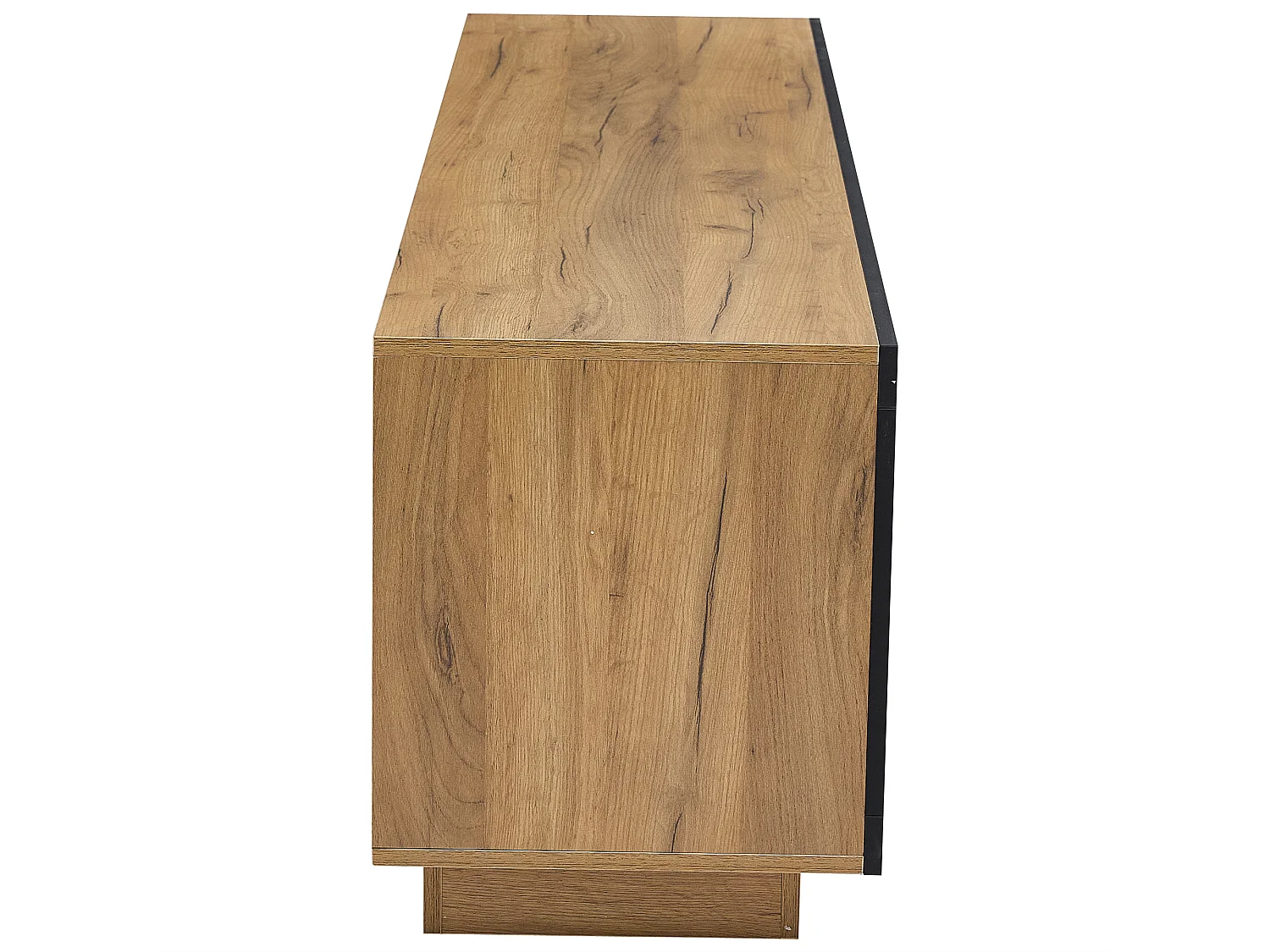 Mobile TV nero e rovere 160x40x50 cm con led, 1 cassetto, 1 armadio e ripiani in vetro