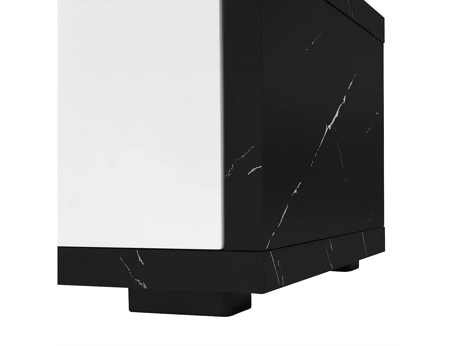 Szafka RTV biała i czarna efekt marmur 140-260x40x30 cm obrotowa i rozsuwana, duży schowek