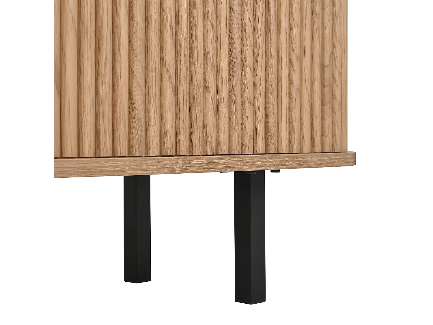 Szafka RTV dąb 190x35x45 cm z 2 drzwiami przesuwnymi, kratkowanym designem i czarnymi żelaznymi uchwytami