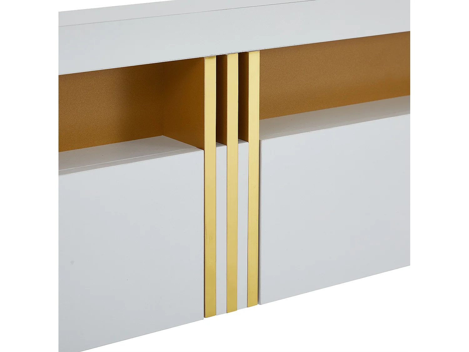 Szafka RTV biała 200x40x42 cm z blatem imitującym marmur, 3 szufladami i przepustem, max obciążenie 30 kg
