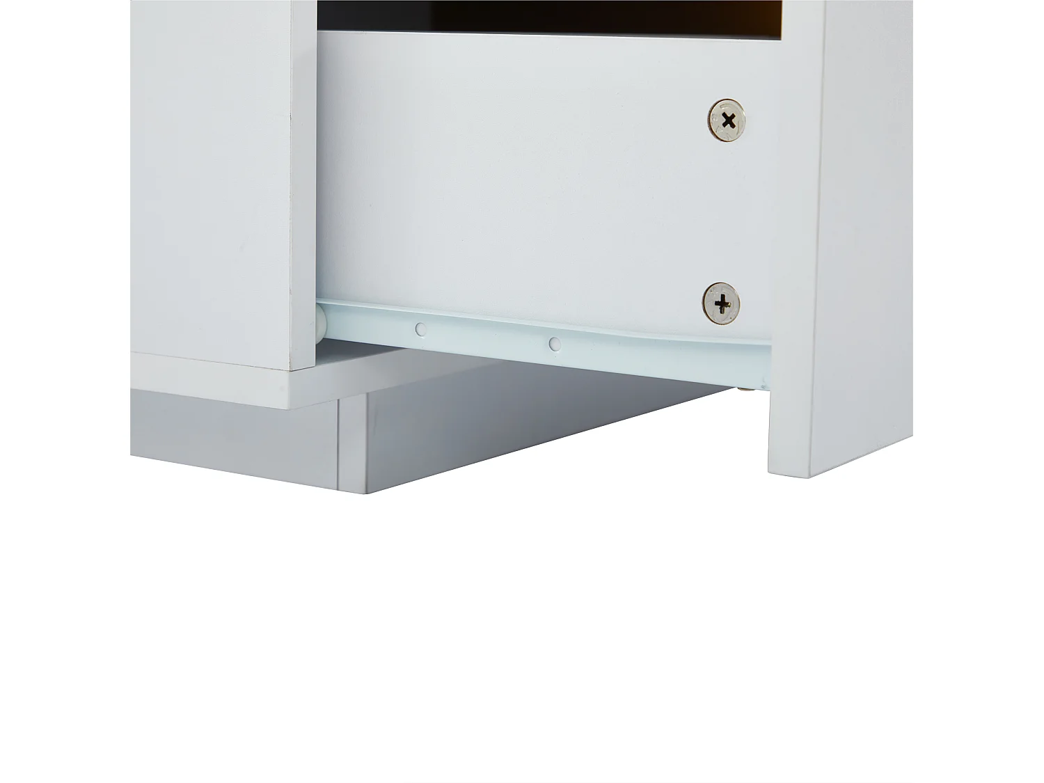 Szafka RTV biała 200x40x42 cm z blatem imitującym marmur, 3 szufladami i przepustem, max obciążenie 30 kg