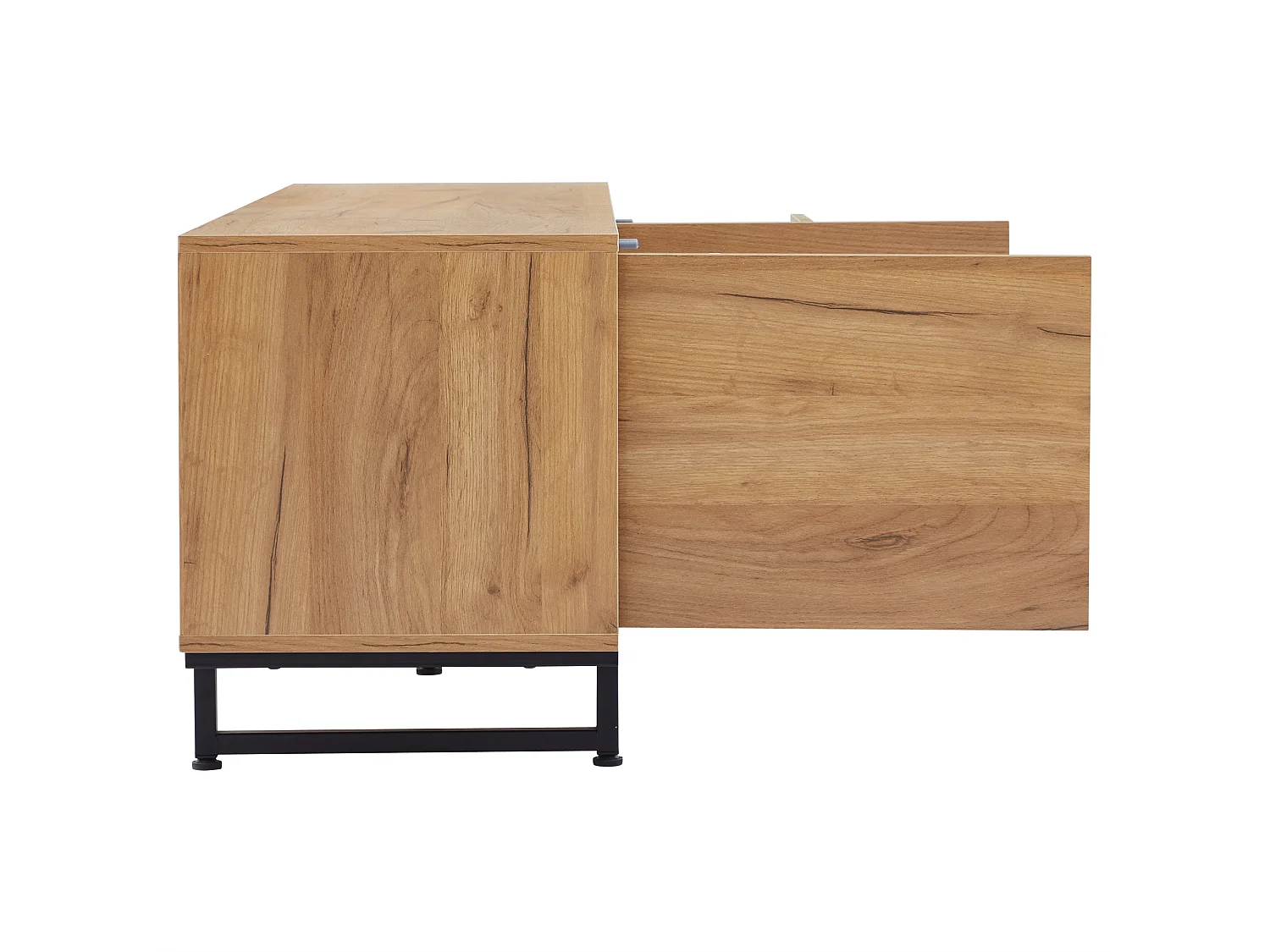 Houtkleur tv-meubel 173x38x48 cm met 2 deuren, 2 diagonale laden en 2 open vakken