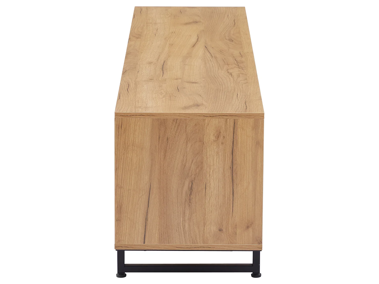Houtkleur tv-meubel 173x38x48 cm met 2 deuren, 2 diagonale laden en 2 open vakken