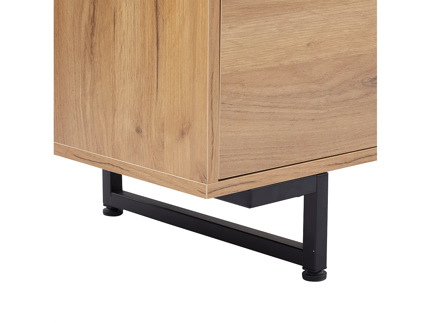 Houtkleur tv-meubel 173x38x48 cm met 2 deuren, 2 diagonale laden en 2 open vakken