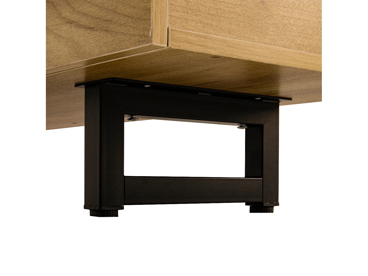 Natuurlijk tv-meubel 191x38x46,5 cm met open planken, gesloten vakken en ijzeren structuur