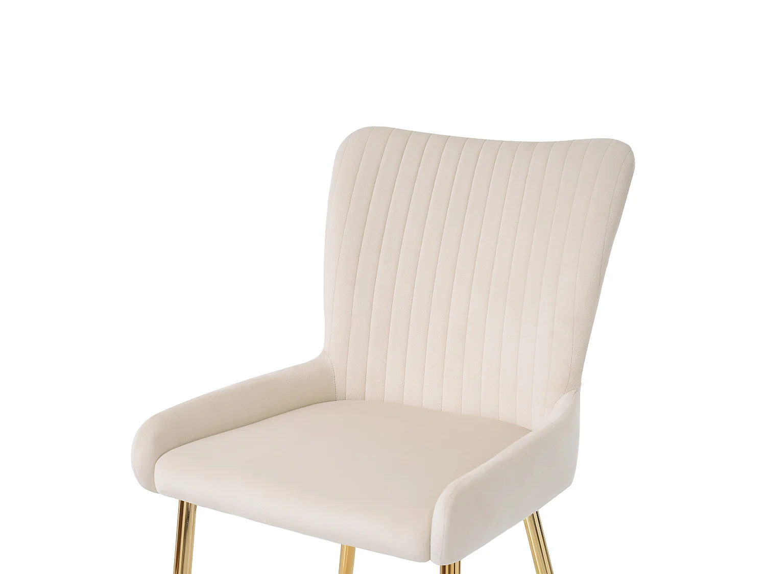 Juego de 6 sillas de comedor de terciopelo con patas de metal – beige y dorado