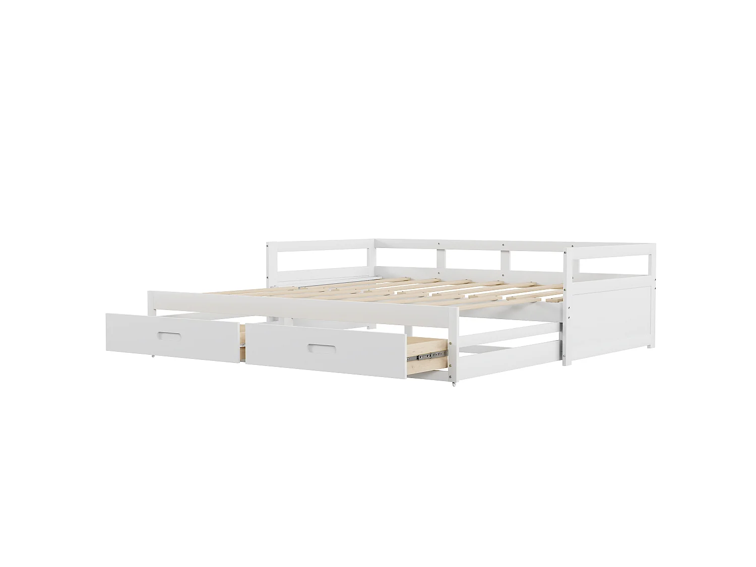 Lit banquette 90/180x200 cm avec lit gigogne - avec 2 tiroirs - blanc - sans matelas