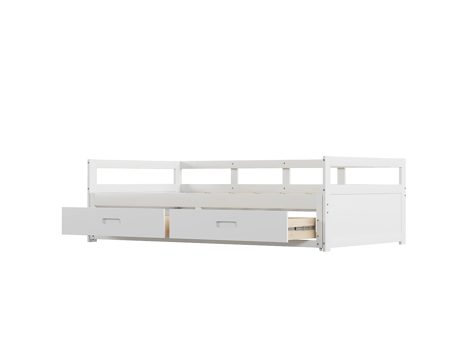 Lit banquette 90/180x200 cm avec lit gigogne - avec 2 tiroirs - blanc - sans matelas
