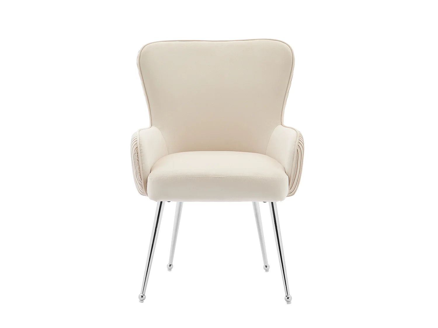 Juego de 6 sillas de comedor de terciopelo con patas de metal, con reposabrazos y apoyo lumbar – beige
