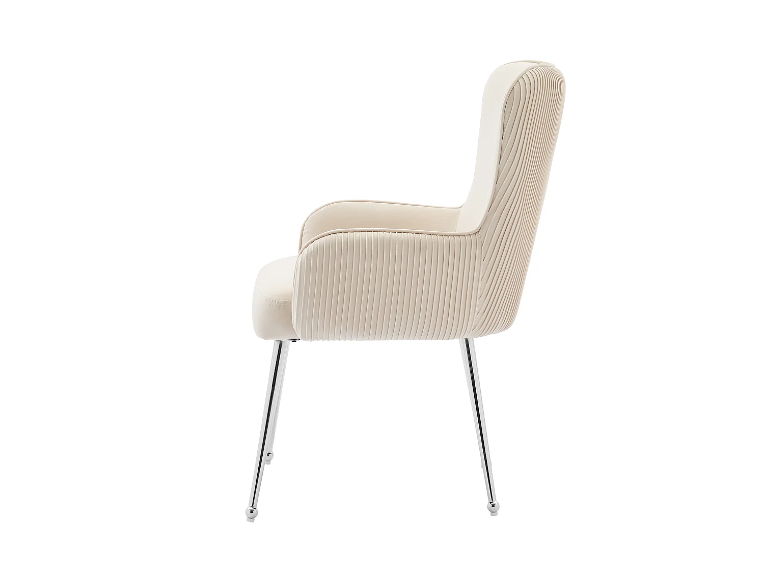 Juego de 6 sillas de comedor de terciopelo con patas de metal, con reposabrazos y apoyo lumbar – beige