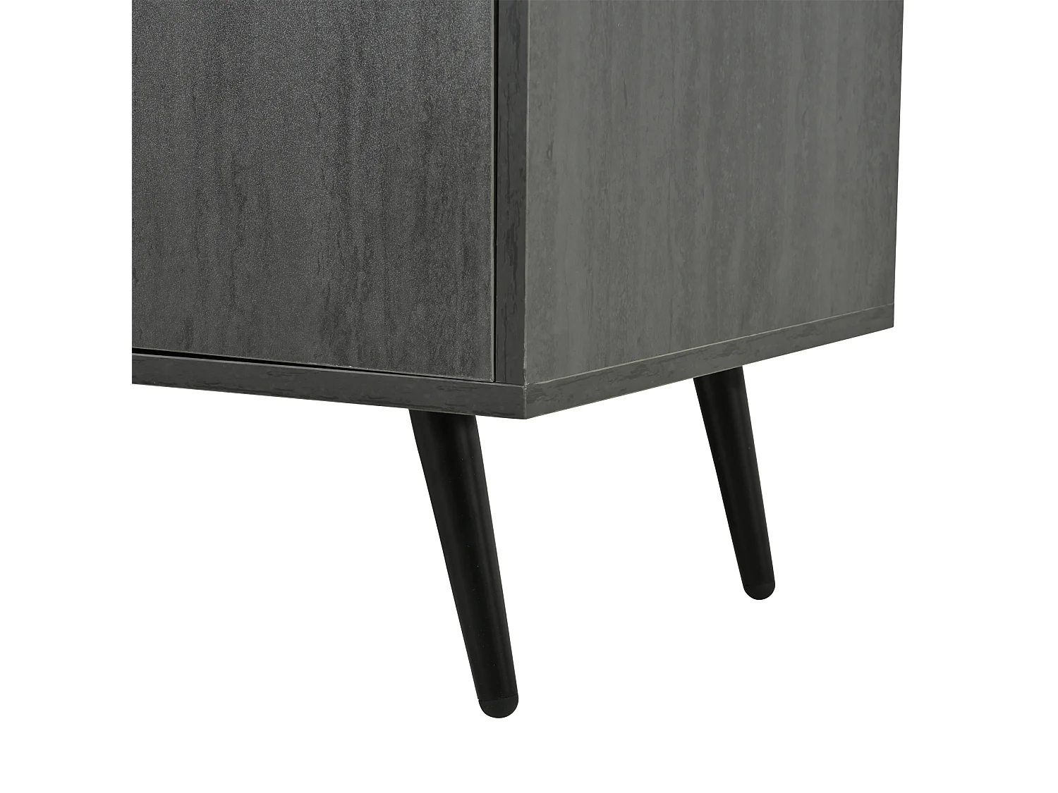 Szafka RTV szara i ciemne drewno 200x40x55,5 cm z 3 drzwiami, 1 otwartą wnęką i szkłem changhong