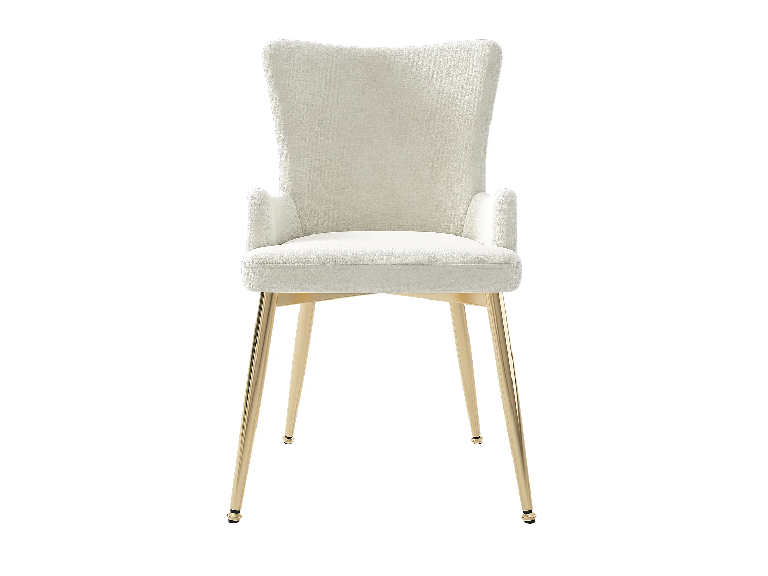 Juego de 4 sillas de terciopelo, patas de metal – beige – para salón y comedor