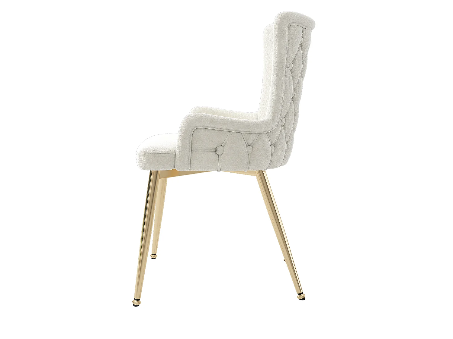 Juego de 4 sillas de terciopelo, patas de metal – beige – para salón y comedor