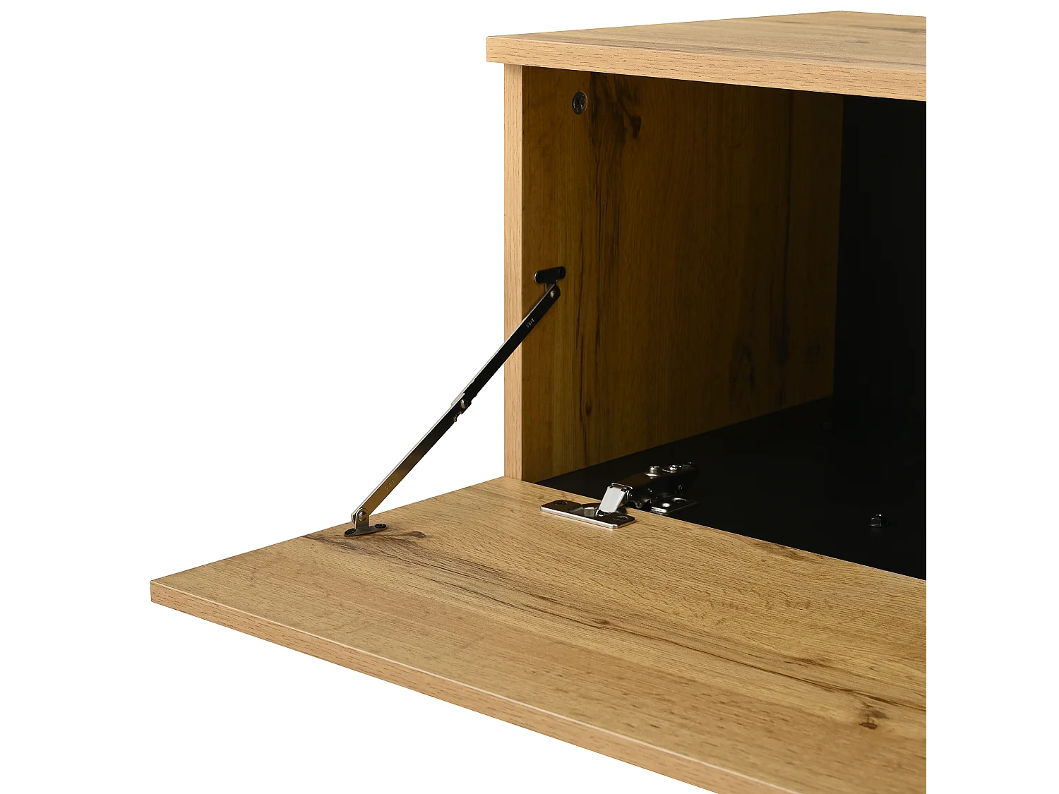 Houtkleur tv-meubel 180x38x45 cm met 1 klepdeur, 1 open vak, 2 deuren en verstelbare poten