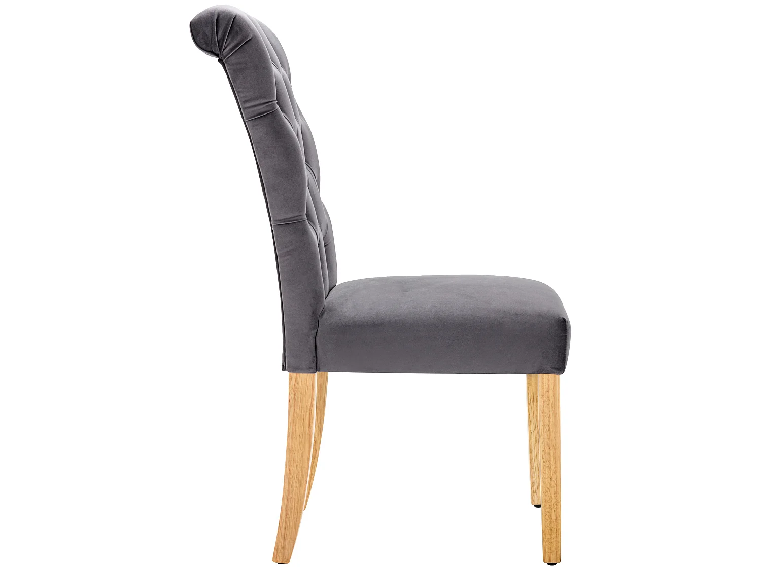 Set di 4 sedie in velluto con schienale imbottito e gambe in rovere - grigio - per soggiorno e sala da pranzo