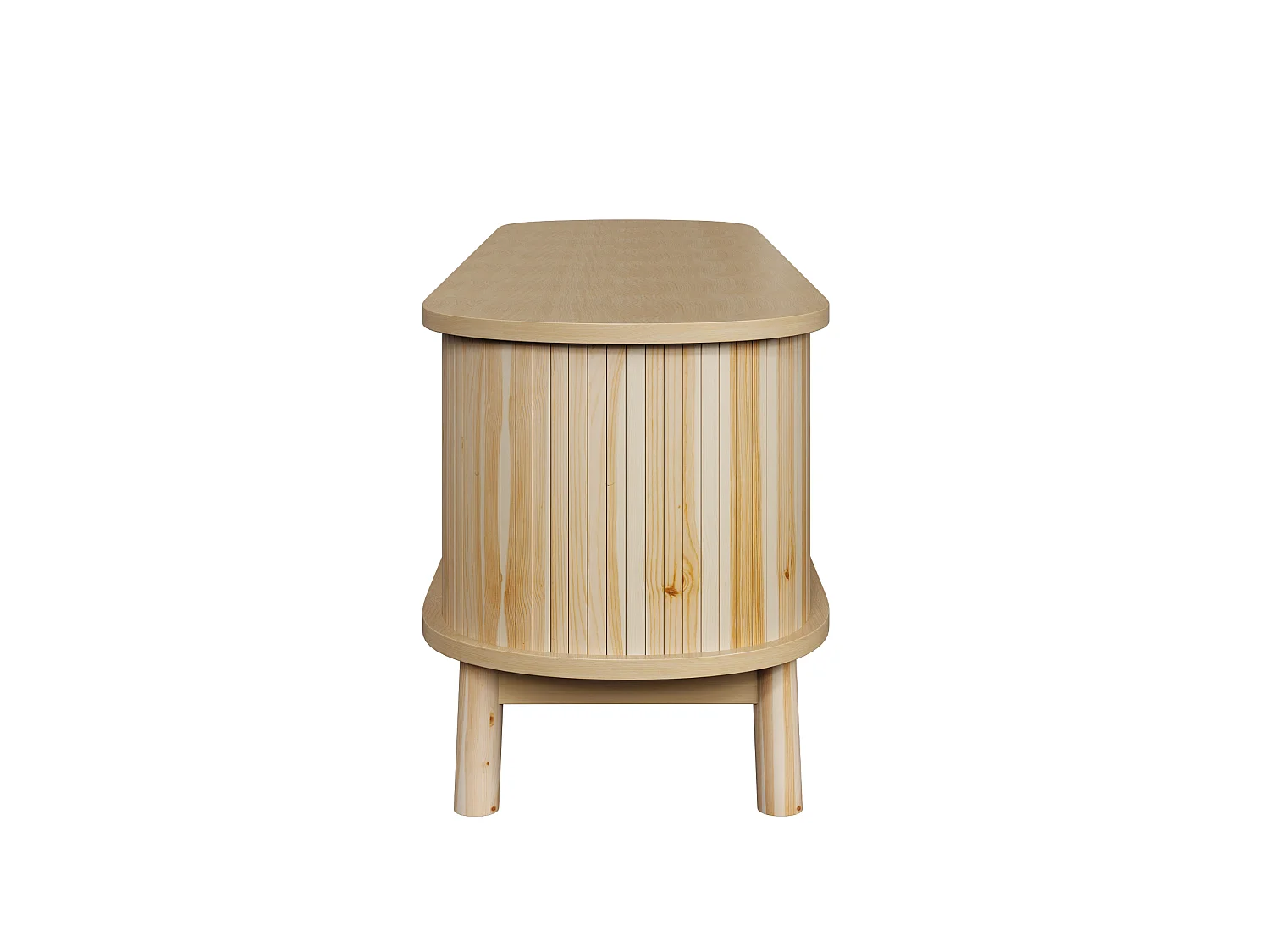 Natuurlijk tv-meubel 165x37x46 cm met schuifdeuren, rattan laden en massief houten poten