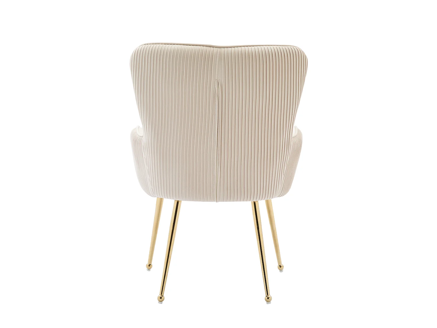 Juego de 4 sillas de comedor de terciopelo con patas metálicas doradas, con reposabrazos – beige