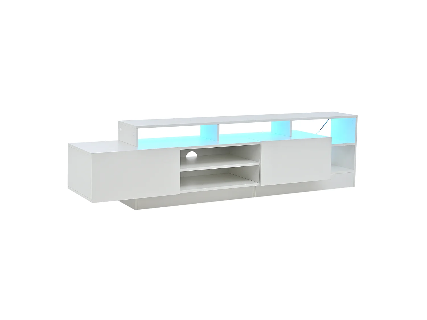 TV-Board weiß 190x40x48,5 cm mit LED, 2 Klapptüren und Hochglanzfront