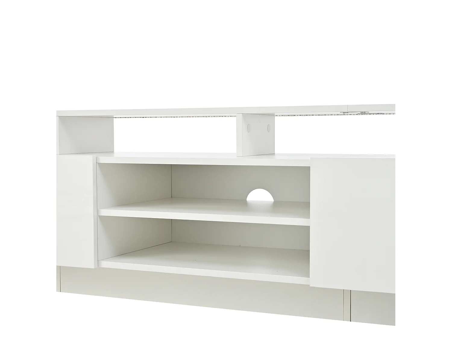 TV-Board weiß 190x40x48,5 cm mit LED, 2 Klapptüren und Hochglanzfront