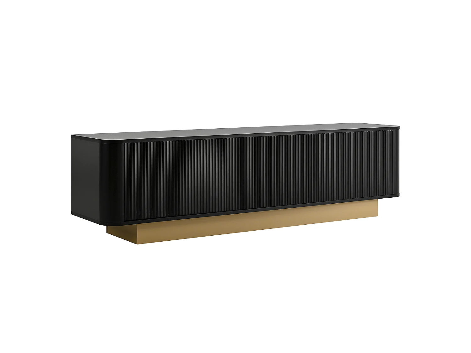 Szafka RTV czarna 170x40,5x47 cm z 3 drzwiami, regulowaną półką i przepustem