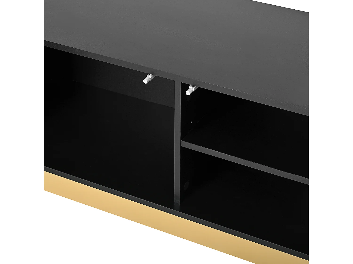 Szafka RTV czarna 170x40,5x47 cm z 3 drzwiami, regulowaną półką i przepustem