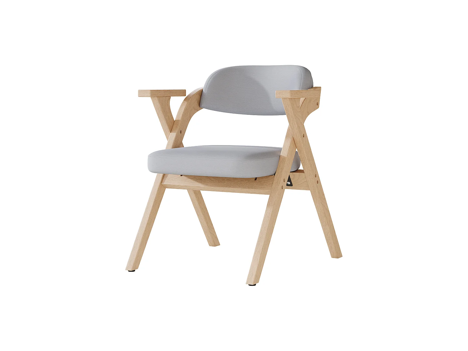 Set di 2 sedie da pranzo pieghevoli in legno massello con cuscini in lino grigio