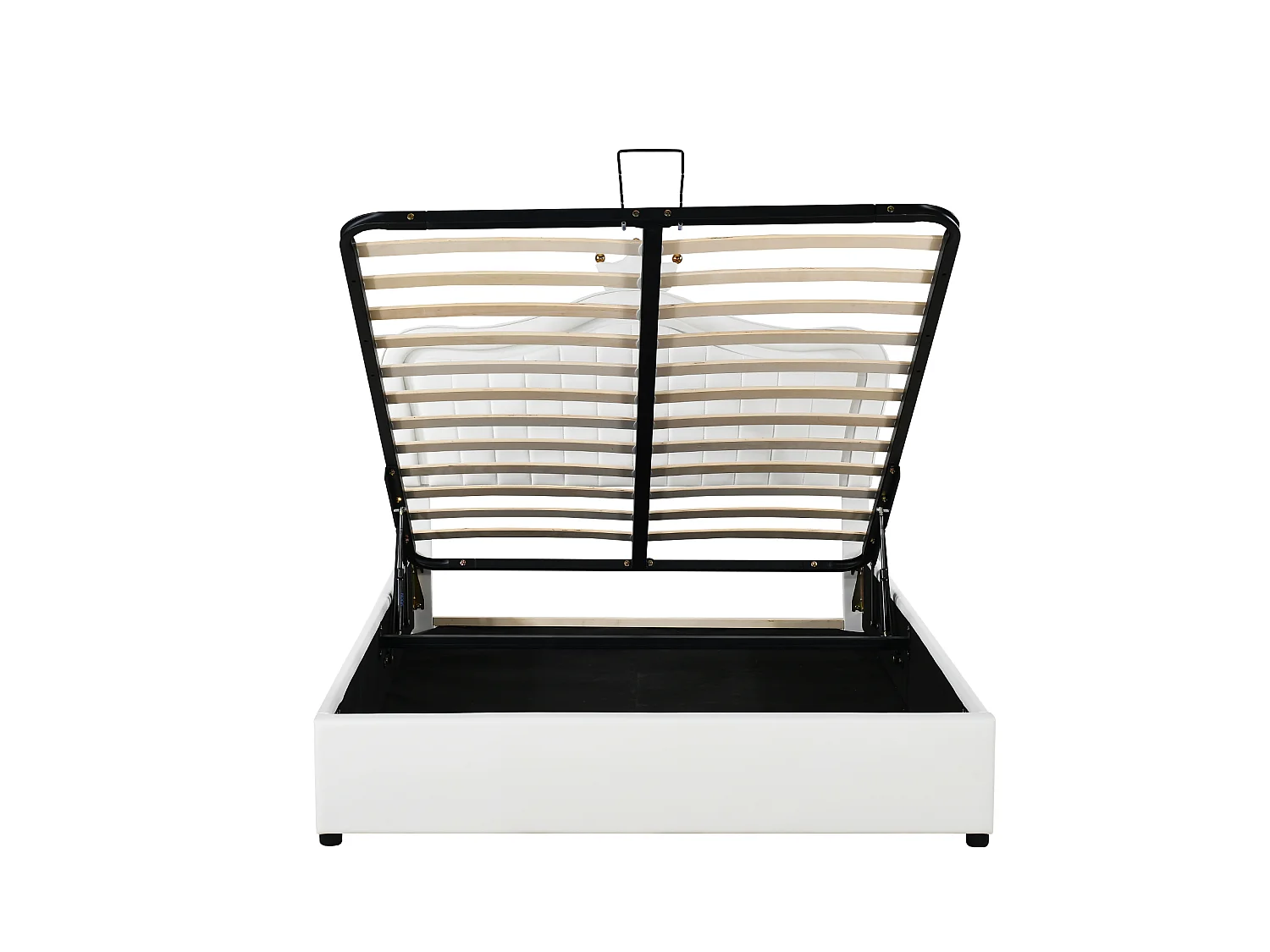 Lit coffre 140x200 cm Lit enfant avec tête de lit, éclairage LED, sommier à lattes - PU blanc - sans matelas