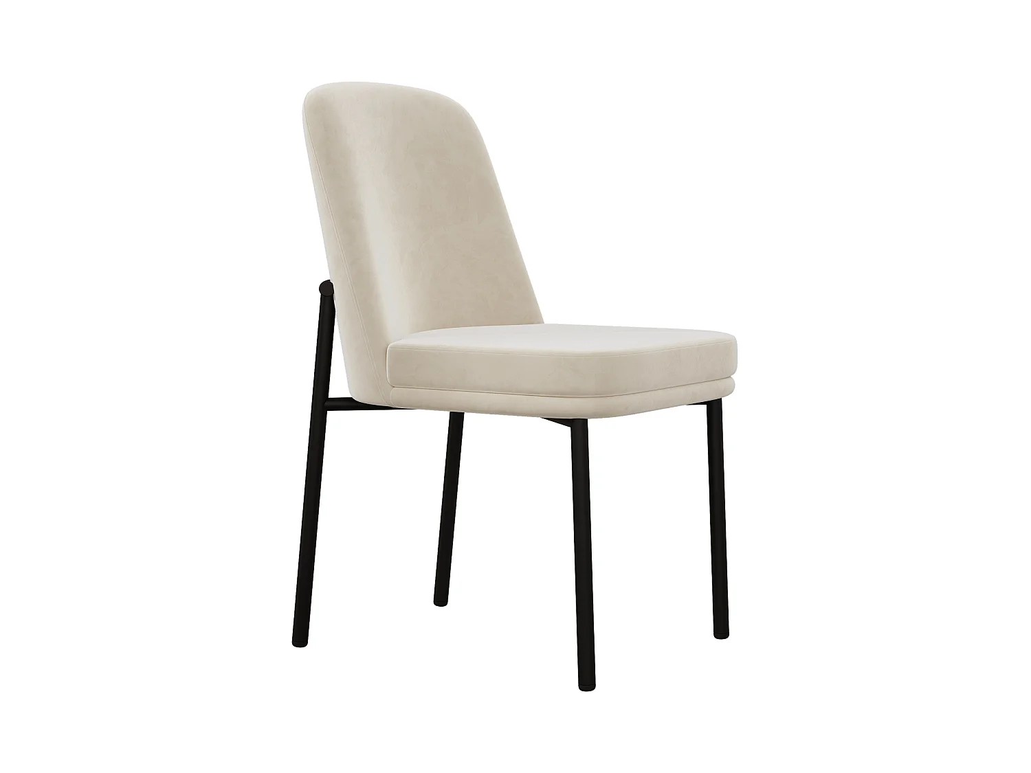 Set di 4 sedie da pranzo imbottite in velluto beige con struttura in metallo nero