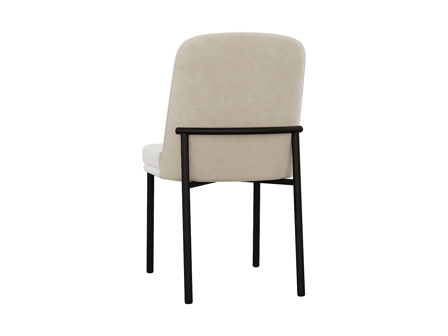 Set di 4 sedie da pranzo imbottite in velluto beige con struttura in metallo nero
