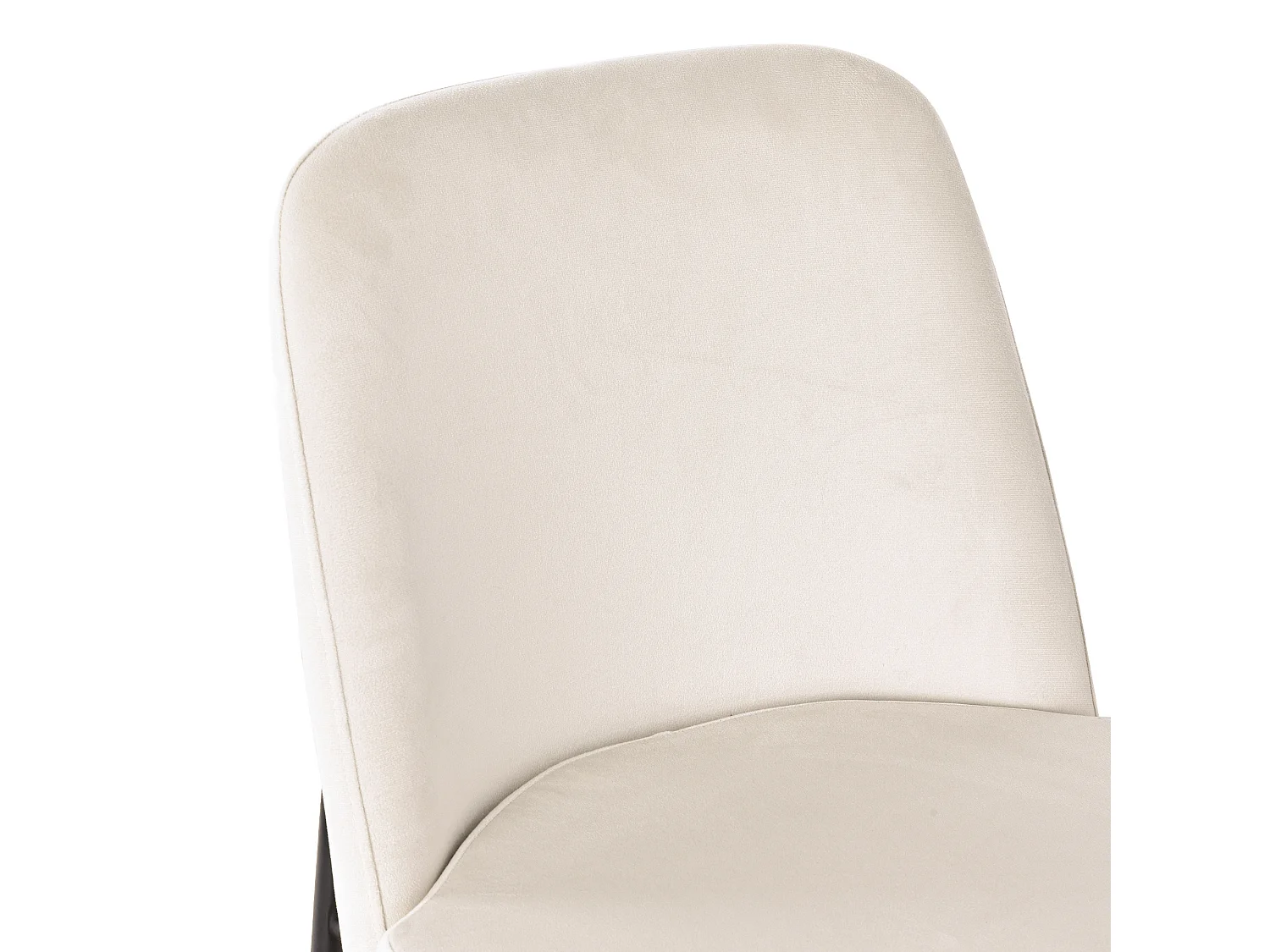 Set di 4 sedie da pranzo imbottite in velluto beige con struttura in metallo nero