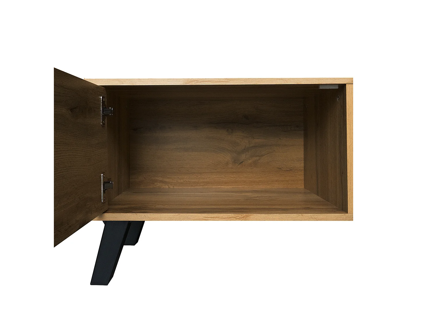 Houten tv-meubel 160,5x35,5x45 cm met 2 deuren, 2 open vakken en zachtsluitende scharnieren