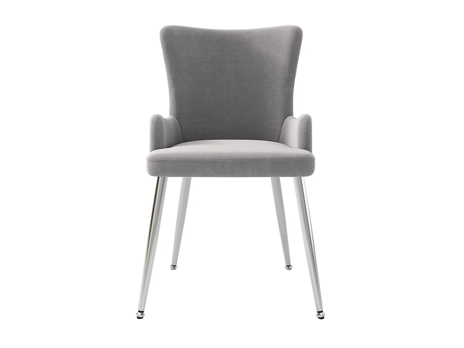 Juego de 6 sillas de terciopelo con patas metálicas plateadas – gris – para salón y comedor