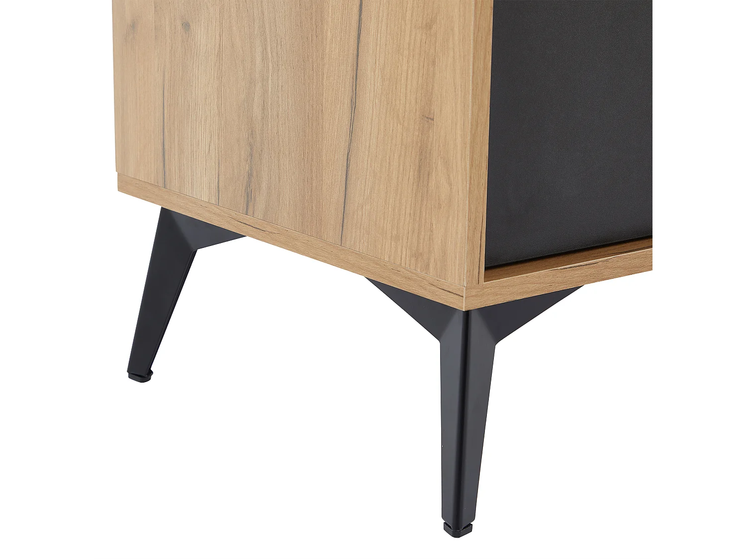 Zwart en bruin tv-meubel 180x40x50 cm met 3 deuren, 4 open vakken en kabeldoorvoer