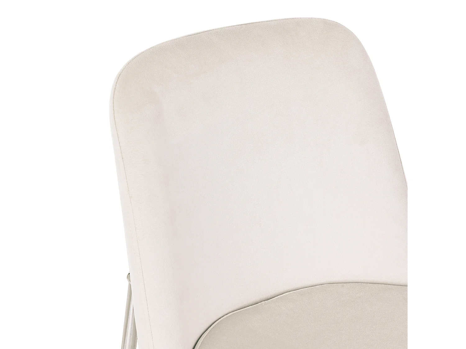 Set di 4 sedie da pranzo imbottite in velluto beige con struttura in metallo cromato argento