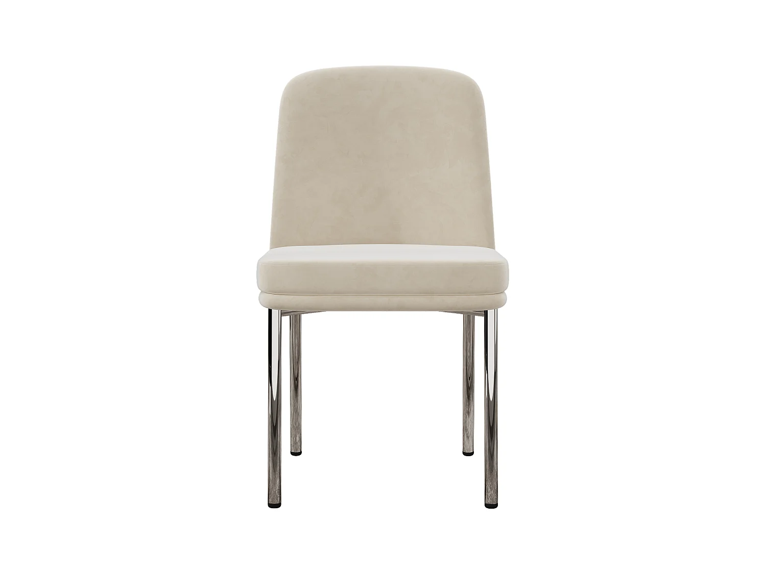 Lot de 2 chaises de salle à manger rembourrées en velours beige avec cadre en métal argenté