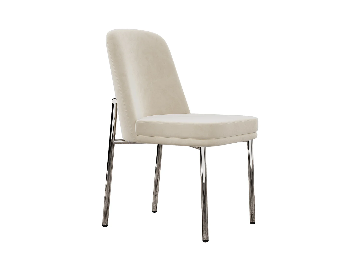 Lot de 2 chaises de salle à manger rembourrées en velours beige avec cadre en métal argenté