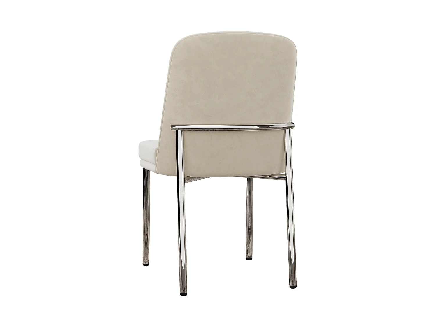 Lot de 2 chaises de salle à manger rembourrées en velours beige avec cadre en métal argenté