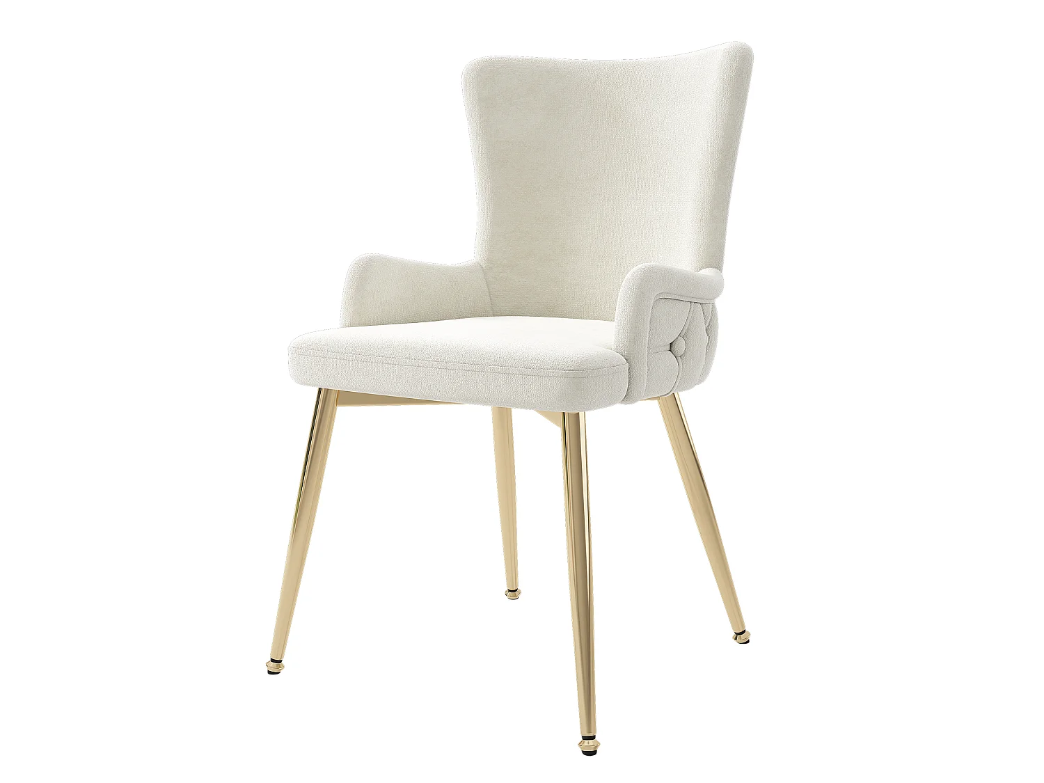 Juego de 6 sillas de terciopelo con patas metálicas – beige – para salón y comedor