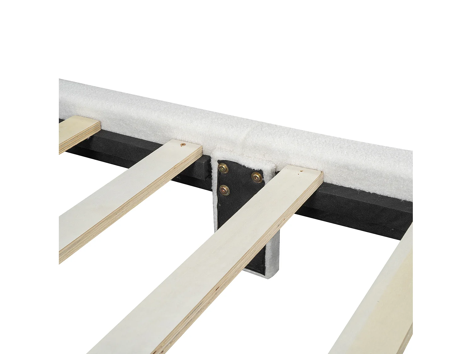 Lit enfant 90x200 cm lit ado avec tête de lit réglable, sommier à lattes - Peluche blanc - sans matelas