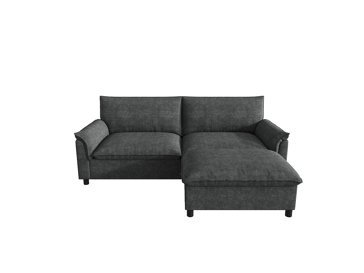 Modulaire hoekbank, extra brede ‘nuage’-bank, met 1 afneembare voetsteun, hoge rugleuning, zwart