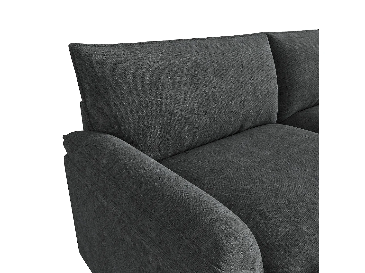 Modulaire hoekbank, extra brede ‘nuage’-bank, met 1 afneembare voetsteun, hoge rugleuning, zwart