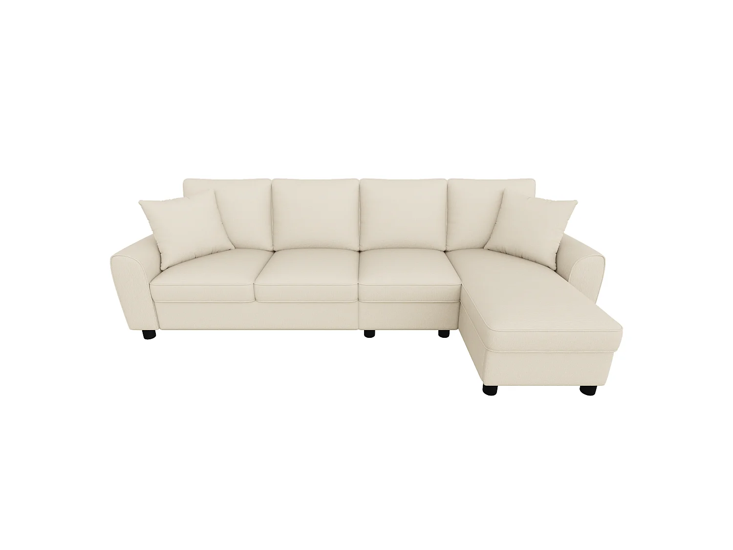 Canapé d'angle 4 places avec rangement en tissu chenille beige