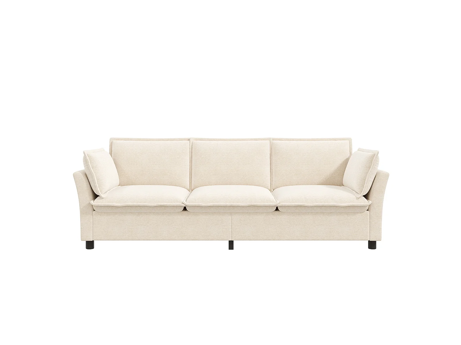 Bankenset, vrij samen te stellen, van chenille-stof, bestaande uit een 3-zitsbank + 2 fauteuils, inclusief kussens, beige