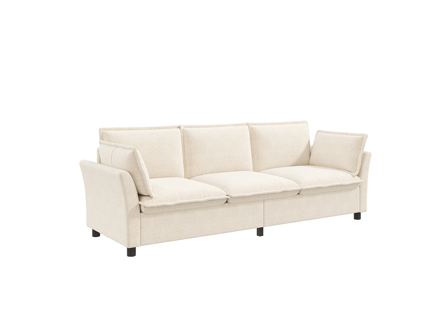 Bankenset, vrij samen te stellen, van chenille-stof, bestaande uit een 3-zitsbank + 2 fauteuils, inclusief kussens, beige